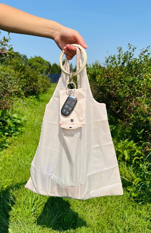 Reusable Tote Key Ring - Beige