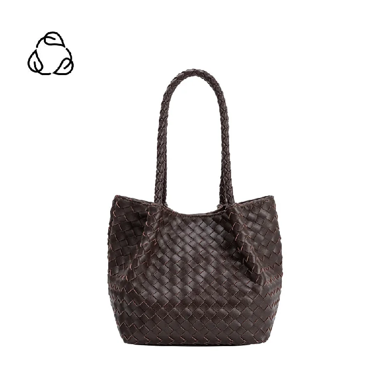 Anahi Espresso Recycled Vegan Woven Top Handle Bag