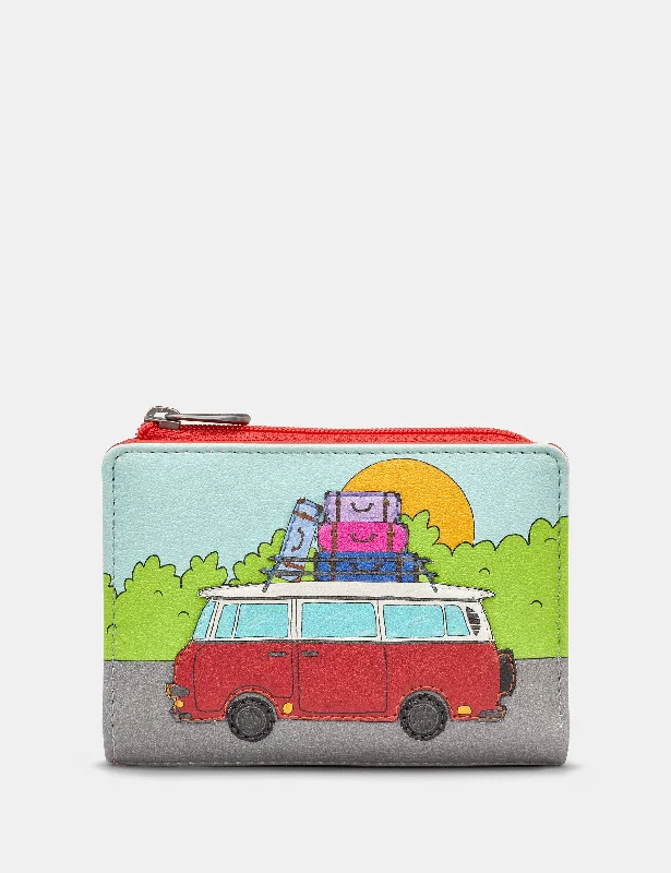 Camper Van Leather Flap Over Purse