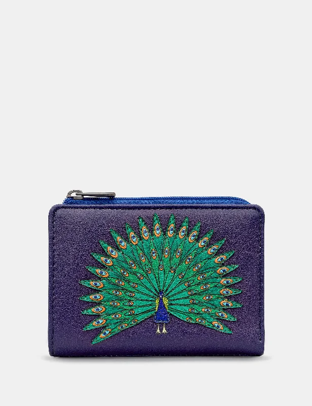 Peacock Flap Over Leather Purse