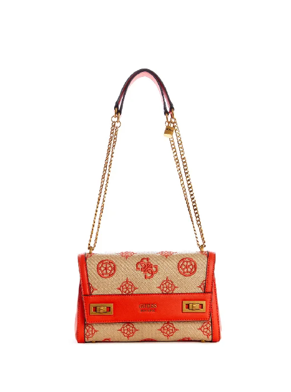 Red Katey Raffia Shoulder Bag