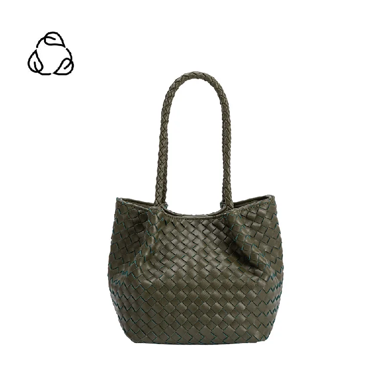 Anahi Olive Recycled Vegan Woven Top Handle Bag