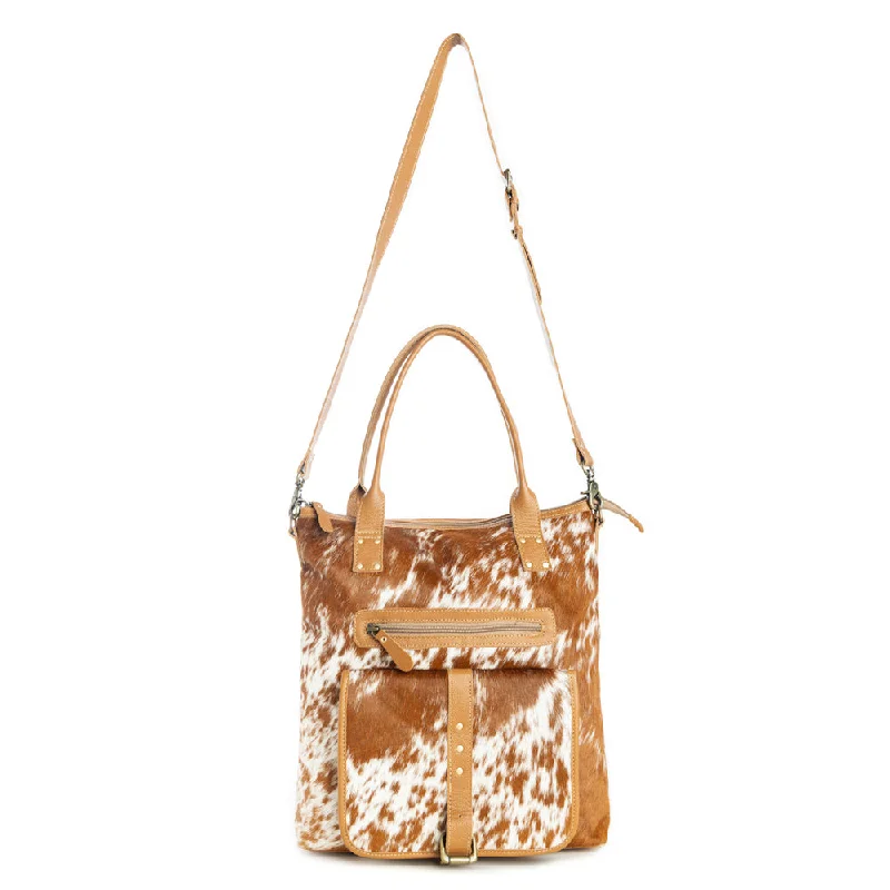 Mesa Maverick Tote Bag in Brown & White