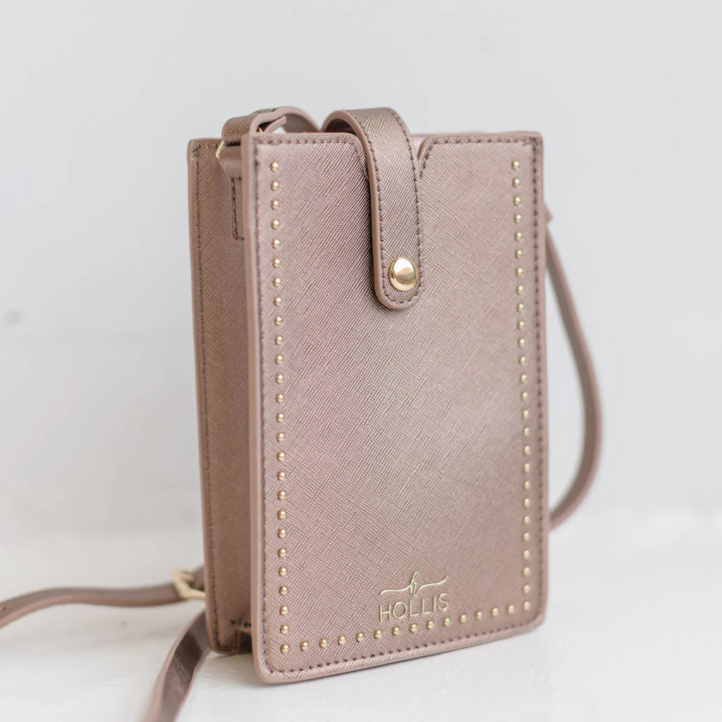 Hollis | Call You Later Crossbody Purse in Metallic Mocha