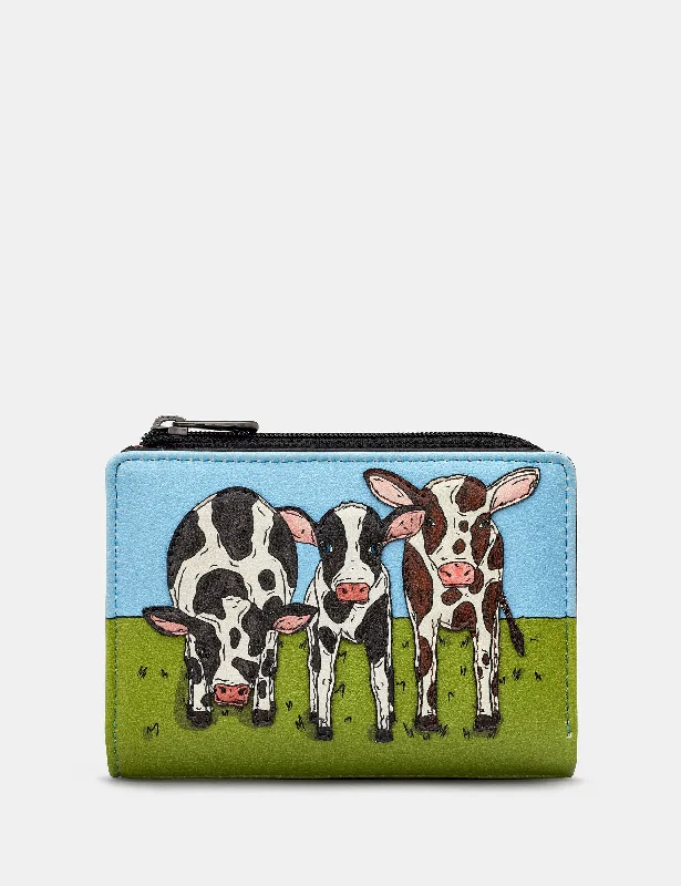 Moo Family Leather Flap Over Purse