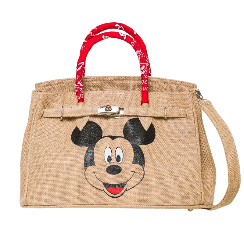 Birkin Style Jute Mouse Bag