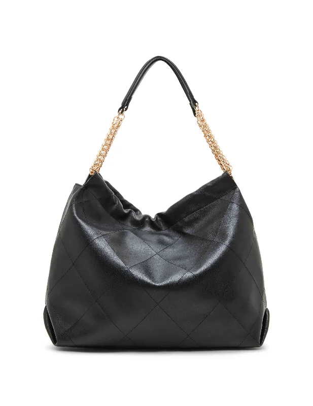 Soft stitched quilted hobo with chain strap