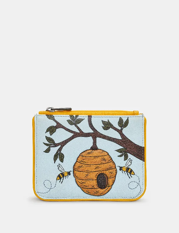 Bee Hive Zip Top Leather Purse