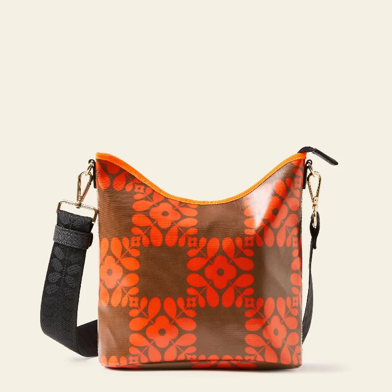 Cross Carry Crossbody - Lattice Flower Tile Conker