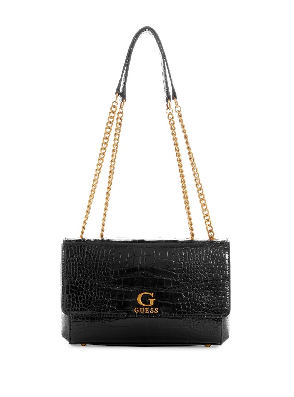 Black Nell Croco Crossbody Bag