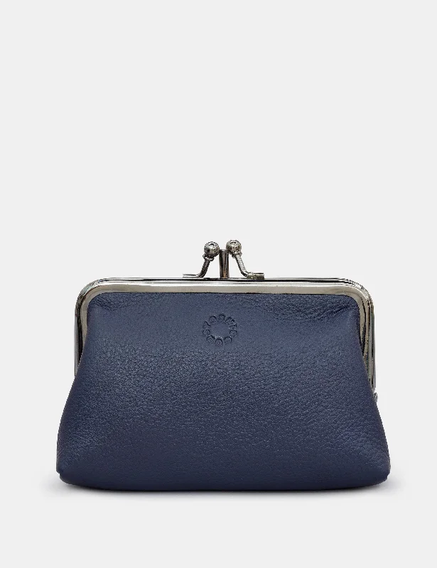 Navy Leather Aubrey Frame Purse