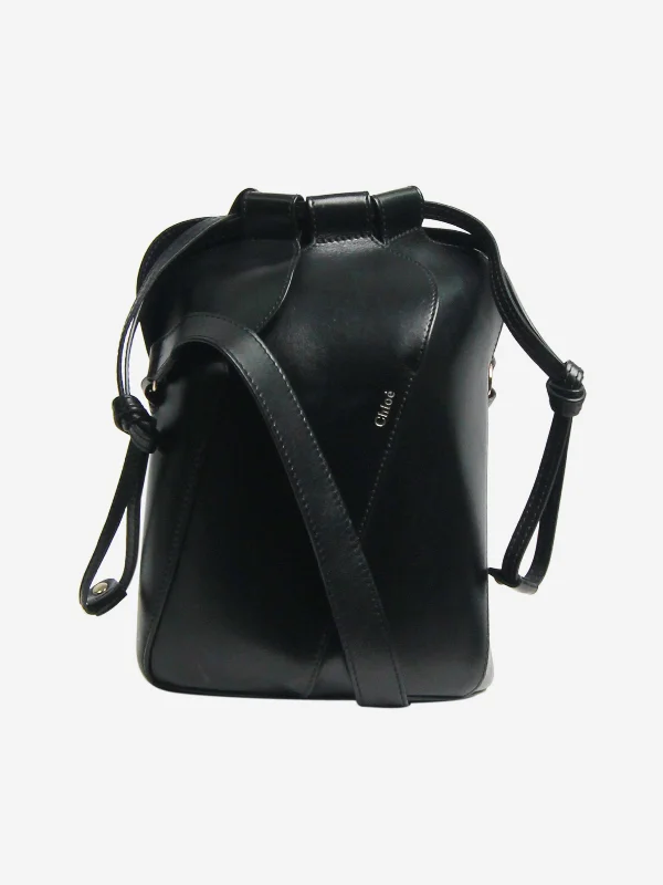 Black small Tulip leather bucket bag