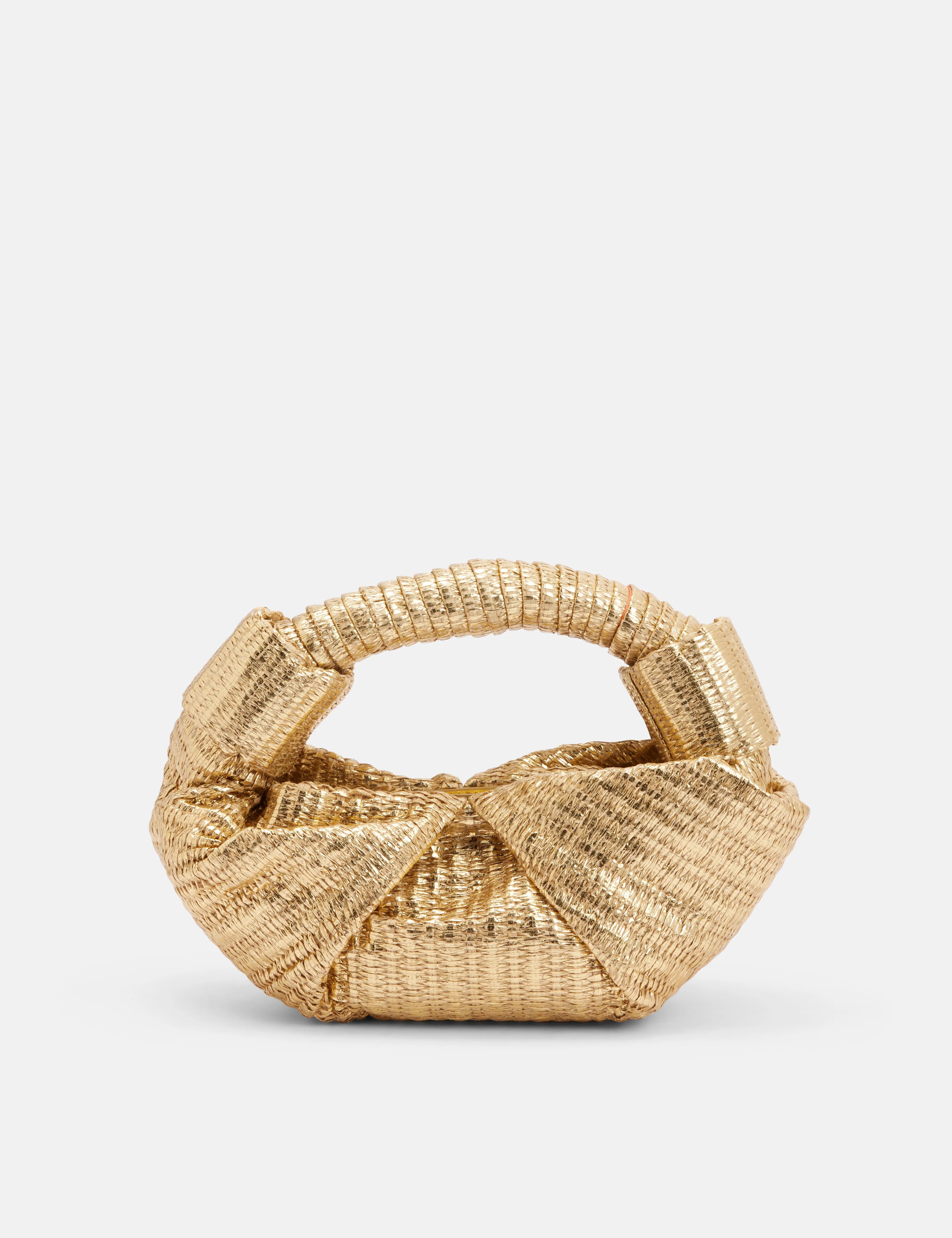 Metallic Raffia Lopsy Top Handle Bag