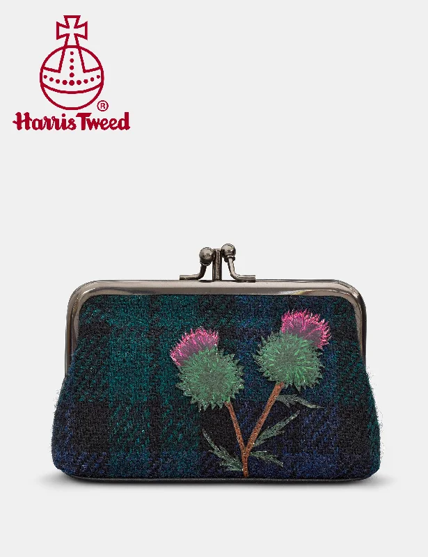 Highland Thistle Harris Tweed & Leather Aubrey Frame Purse