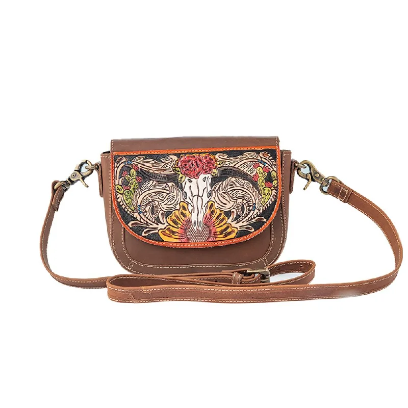 Winds of the Rose Hand-Tooled Lether Bag