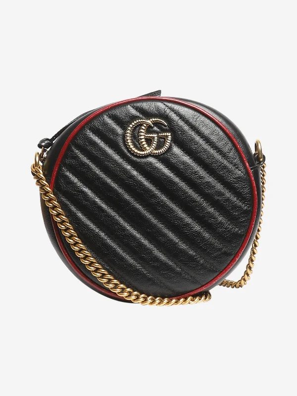 Black GG Marmont mini round shoulder bag