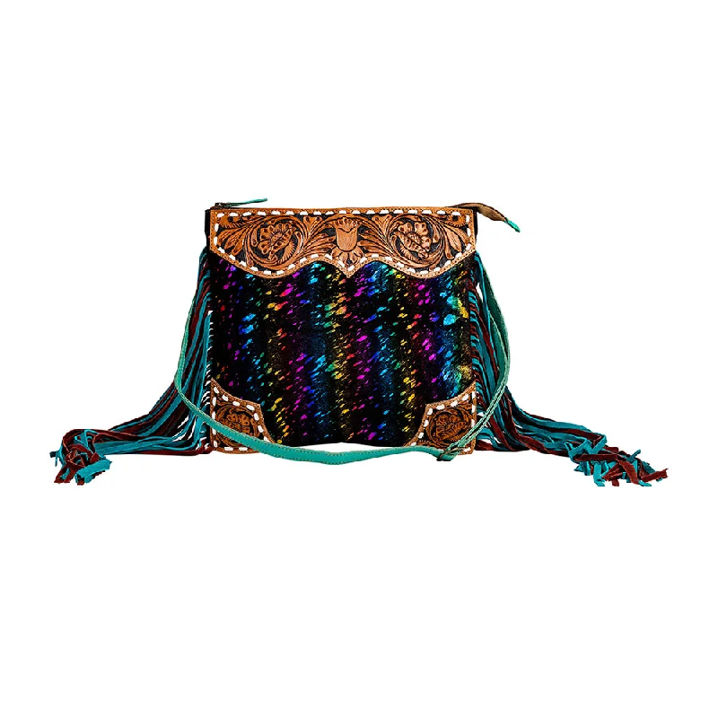 Galaxy Fire Fringed Hand-Tooled Bag