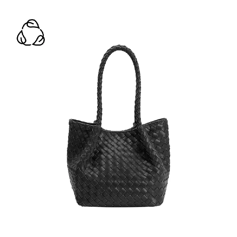 Anahi Black Recycled Vegan Woven Top Handle Bag