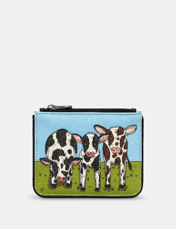 Moo Family Zip Top Leather Purse