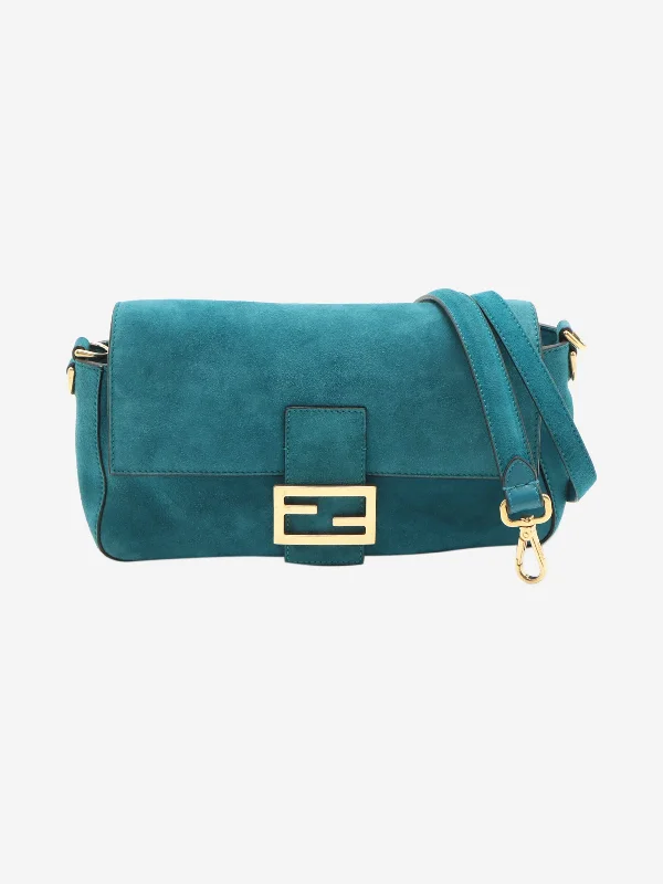 Teal suede Mamma Baguette bag