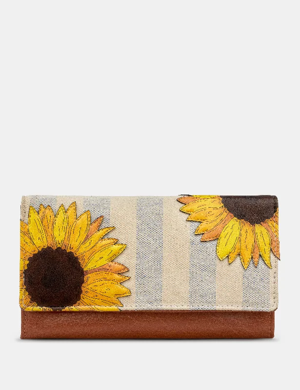 Sunflower Bloom Leather And Canvas Hudson Purse