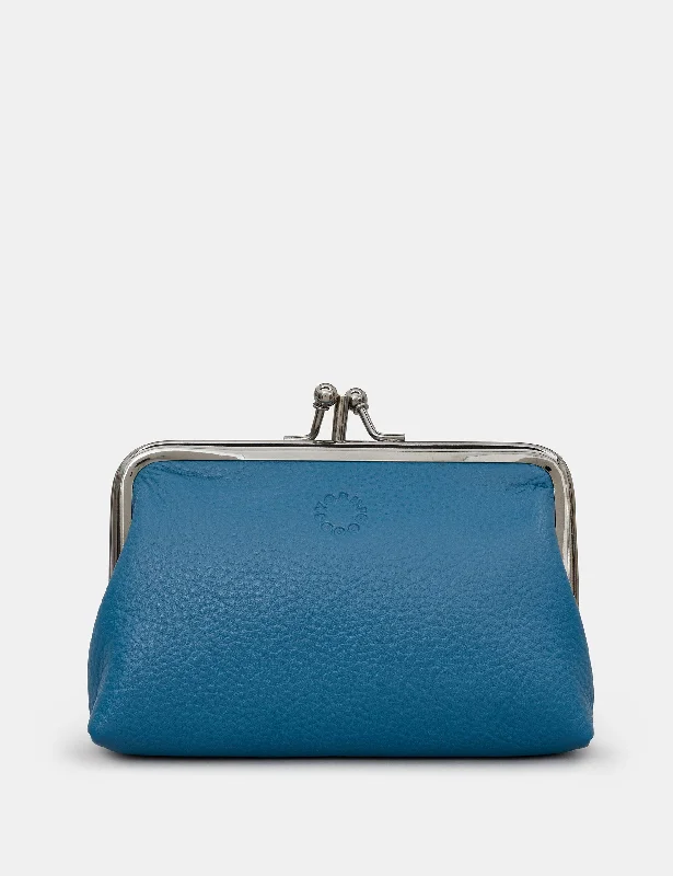 Petrol Blue Leather Aubrey Frame Purse