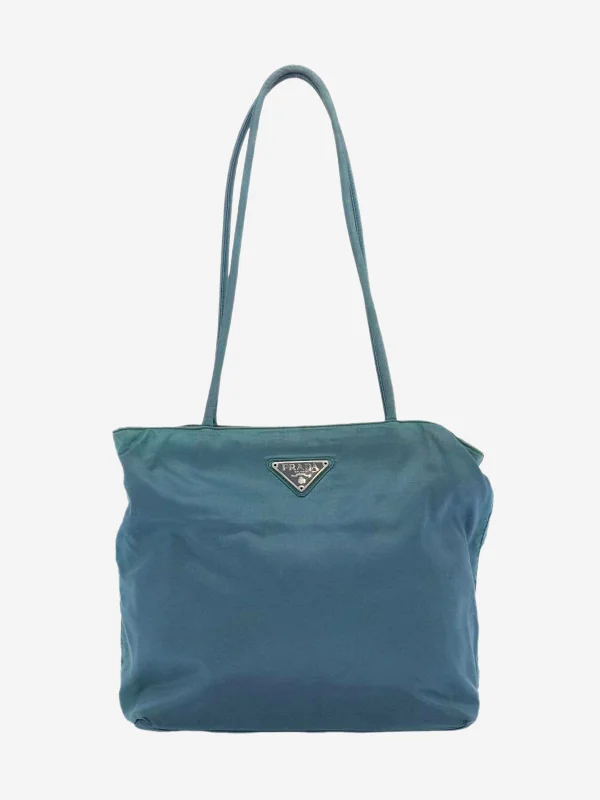 Blue nylon shoulder bag